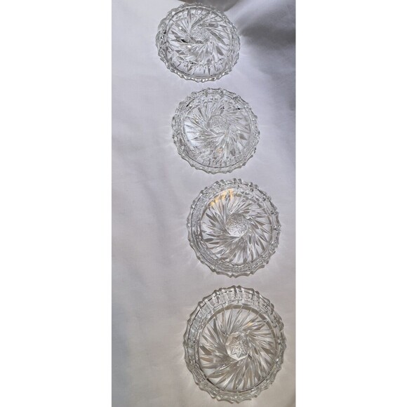 VTG Crystal Bohemia Pinwheel Czechoslovakia Brunswick Star 4 Set Glass Coasters - Picture 6 of 13